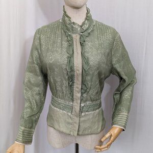 Vintage Elie Tahari Green Button Down Blouse Size L
